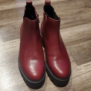 NWOT Franco Sarto Deep Red Leather Boots